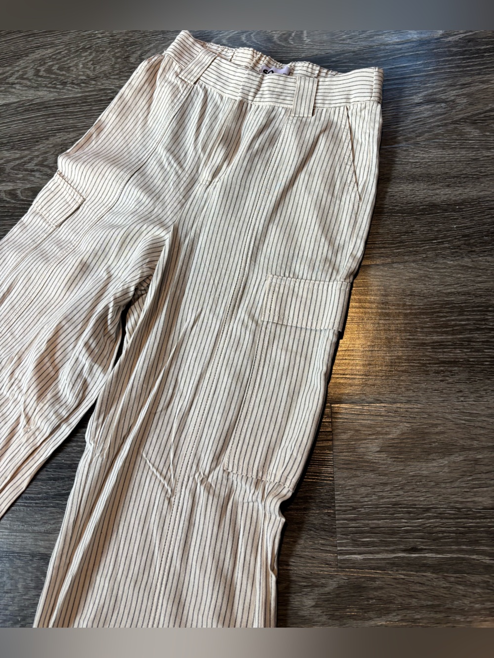 SO Wide Leg Cargo Striped Pants